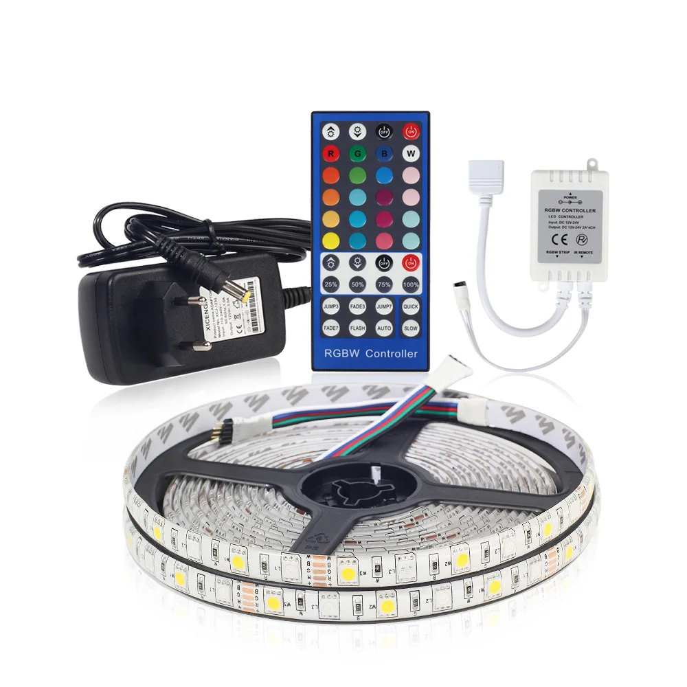 12 В 5050 RGBW Светодиодные ленты s 5 м 300 светодиодный s 5PIN Светодиодные ленты света RGB W RGBWW + 40 ключ ИК-пульт контроллер RGBW + 3A адаптер Питание