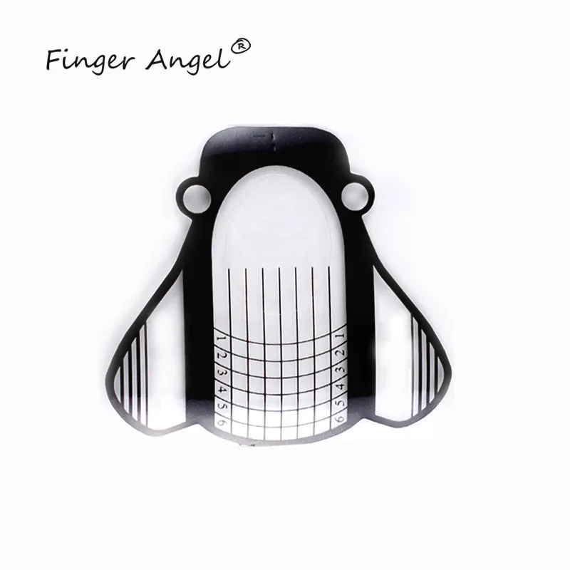 

Finger Angel 50/100/500PCS Plastic Transparent Black Bee Shape Nail Forms Nail Art Extension Tips Tool Manicure Gel UV