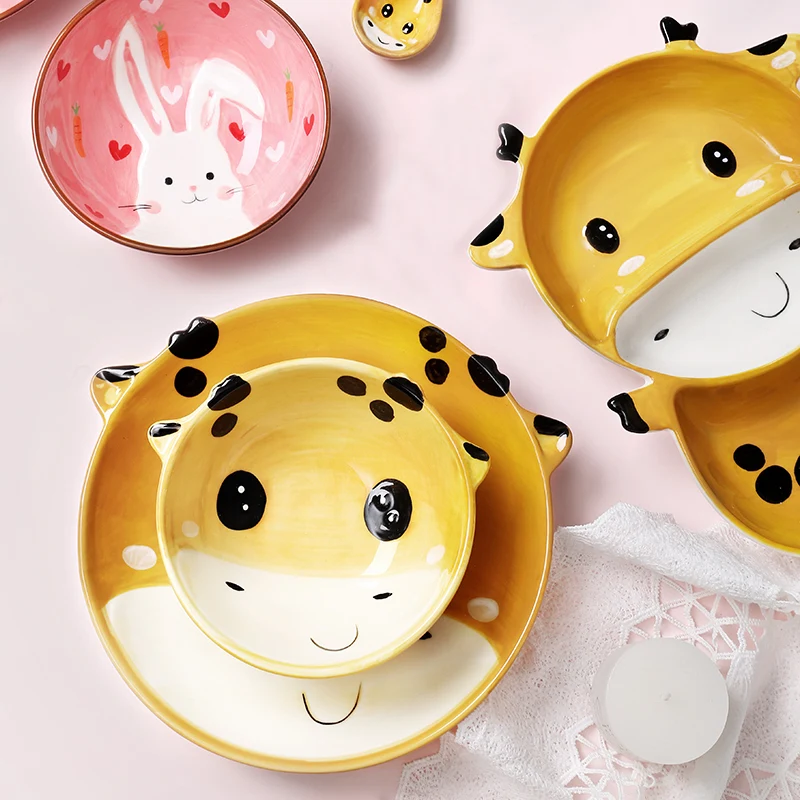 Lovely Children's Plate Set Of Children's Dishes Rabbite Baby Plate Ceramic Dineerware Set For Kid Bowl Plate Children's Cutlery Lovely Children's Plate Set Of Children's Dishes Rabbite Baby Plate Ceramic Dineerware Set For Kid Bowl Plate Children's Cutlery