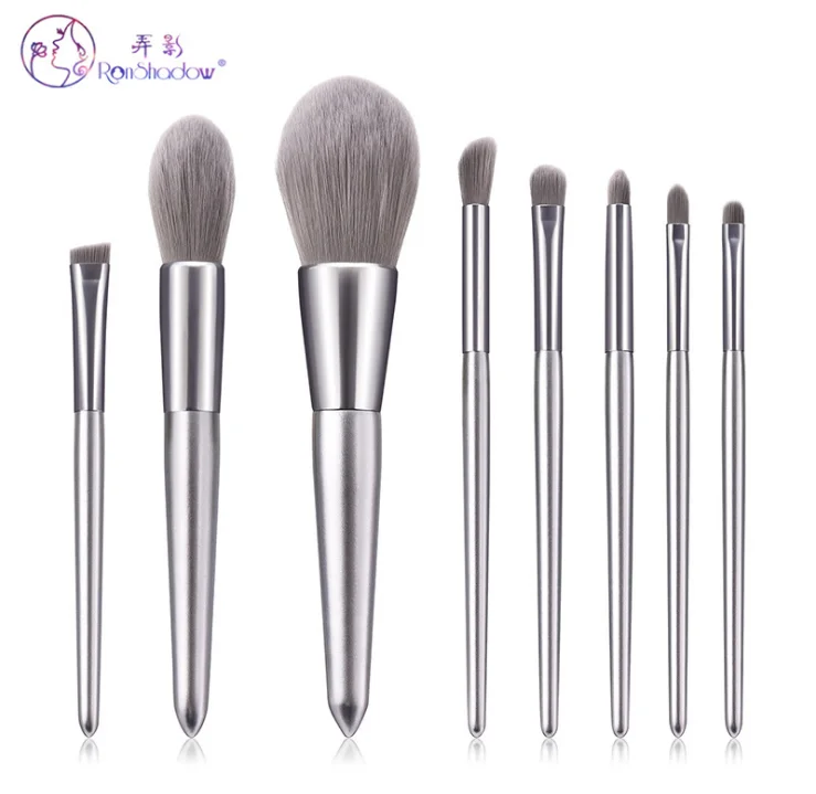 

Broccoli 8Pcs Makeup Brush set Elegant Silver Flame For Lip Foundation Brush Powder Beauty Make up Tools