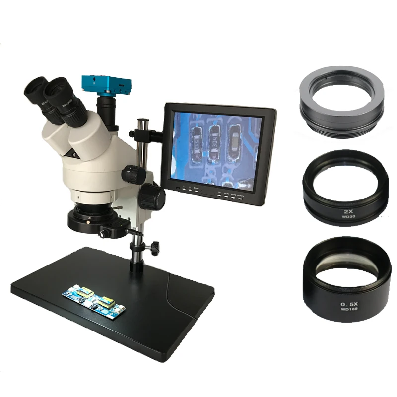 

3.5-90X 30MP HDMI USB HD Trinocular Stereo Soldering Microscope Lens Digital Camera 8" LCD Monitor for Repair Mobile Phone Tools