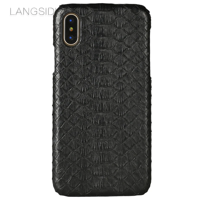 

wangcangli mobile phone shell For iPhone 8 mobile phone case advanced custom natural python skin Leather Case