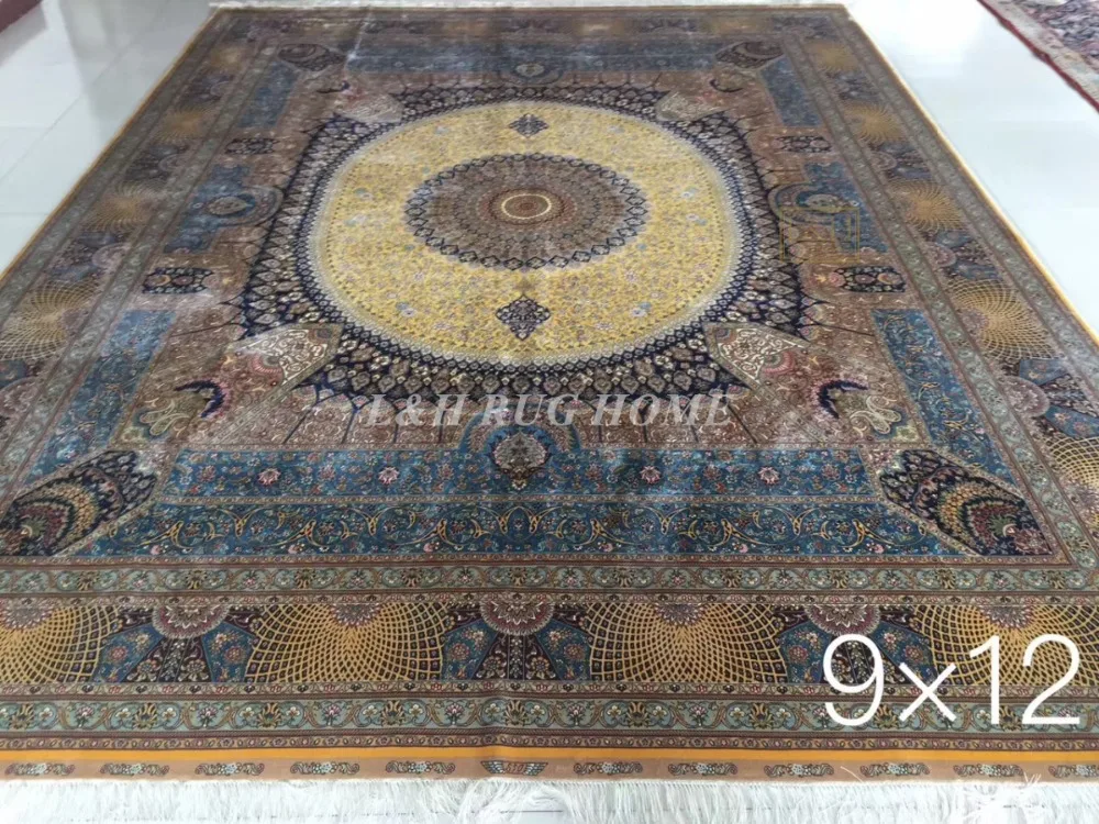 9'X12' 230 линия ручной работы Шелковый Восточный персидский ковер ручной работы шелковый ковер для украшения дома