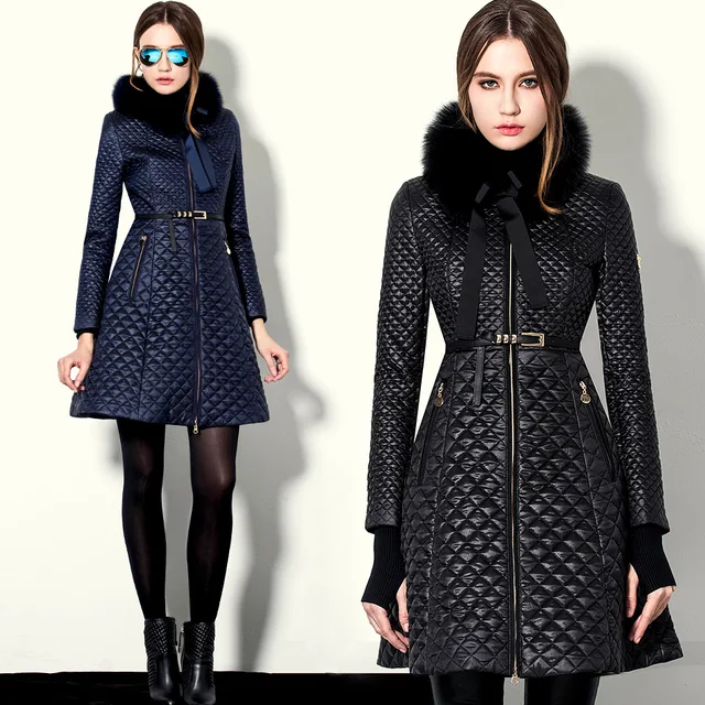 Cheap 2016 England windbreaker paragraph shiny diamond lattice thin cotton quilted coat Girls long paragraph Slim was thin