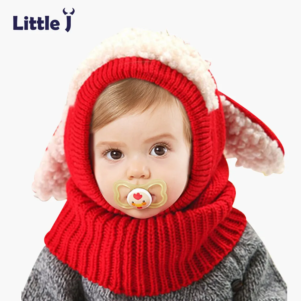 

Winter Rabbit Fur Knitted Baby Caps Cute Baby Photography Props Soft Plaited Warm Hat Baby Girl Crochet Beanie Toddler Cap