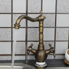 Новый Прачечная квадратный кран античная латунь Раковина Поворотный распыления воды 97163 двойные ручки раковина, смесители и краны