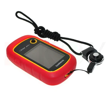 Funda roja de goma de silicona protectora + correa de cuello de anillo desmontable negro para senderismo GPS de mano Garmin eTrex 10 20 30 10x 20x 30x