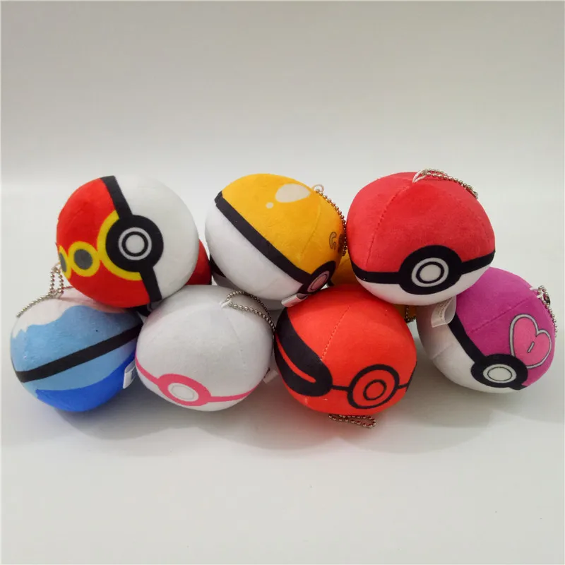 

8cm Kawaii Cartoon Pocket Monster Plush Poke Ball Soft Stuffed Pokeball Cute Super Master Great Ball Ultra Pikachu Ball