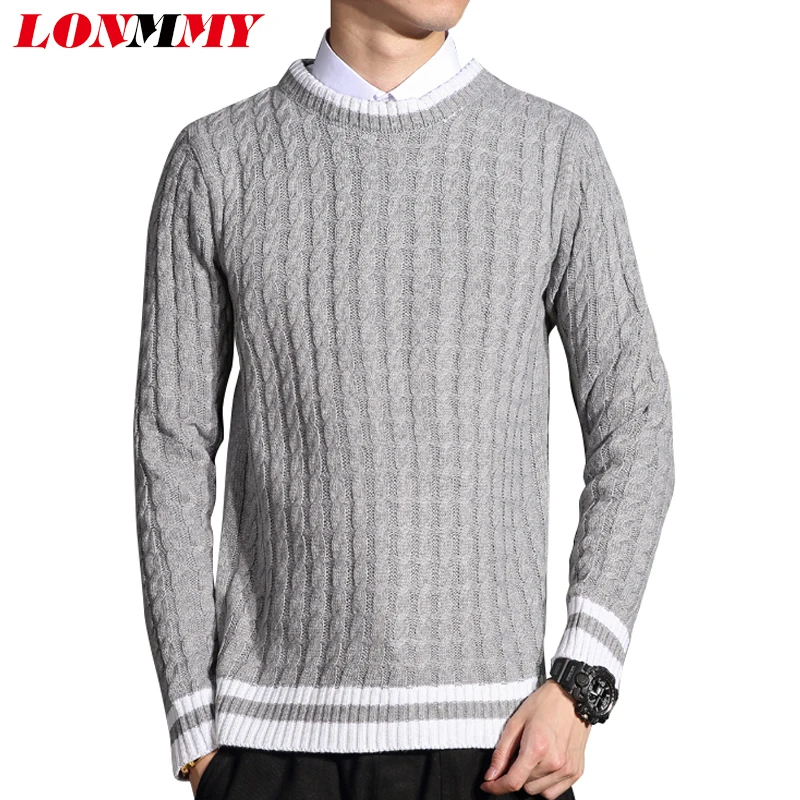 LONMMY 5XL 6XL свитер для мужчин твист полоса шить пуловер тянуть homme S свитеры женщин 2018