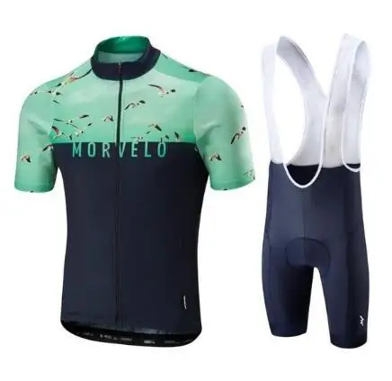 

Morvelo cycling bike jersey white clothes with gentlemen bike summer cycling jerseys gel pad bike shorts 9D bib shorts