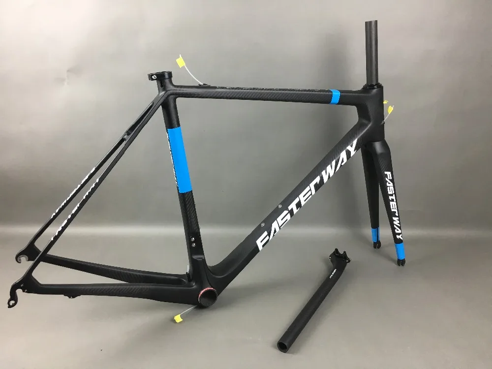 Clearance classic design FASTERWAY PRO full black with no logo carbon road bike frameset:carbon Frame+Seatpost+Fork+Clamp+Headset,free ems 25