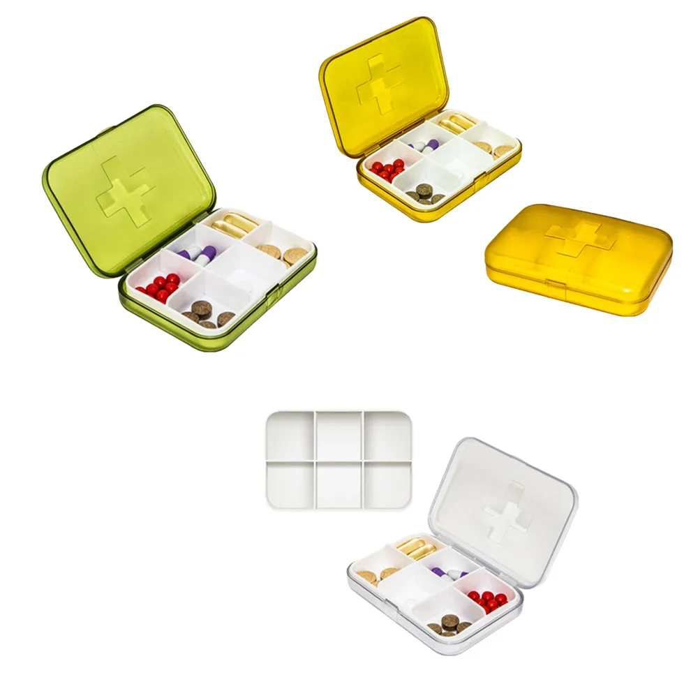 

2017 new arrival Mini 6 Slots Portable Medical Pill Box Drug Medicine Case Organizer zip lock bag cloth bag suitcase organizer