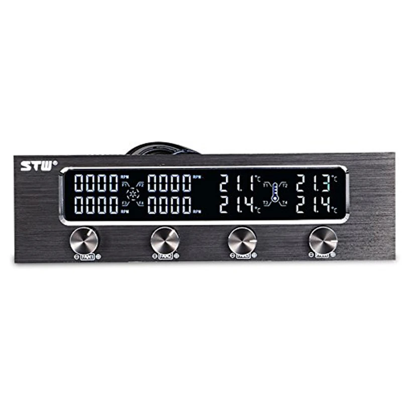 

STW Pc 5.25 Inch Drive Bay Full Brushed Aluminum 4 Channel PWM Fan Controller with LCD Screen