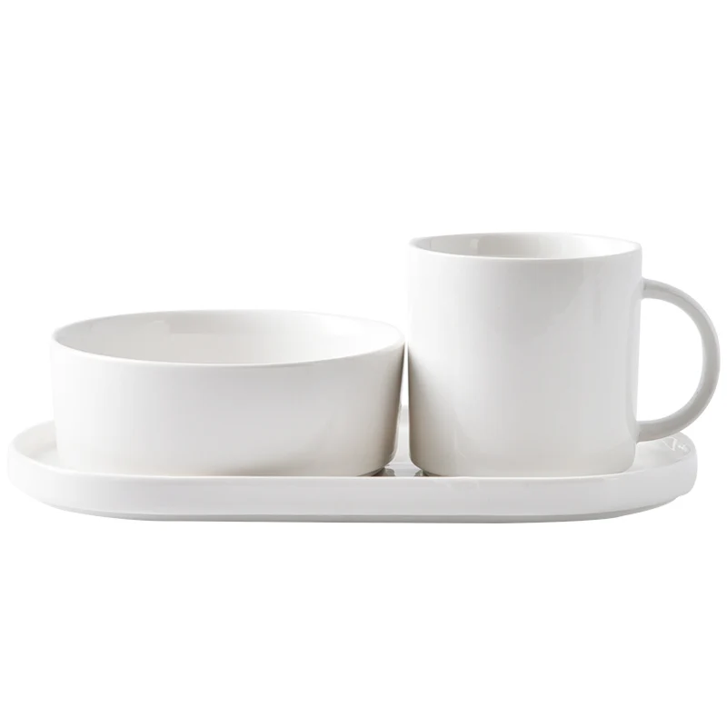 Japanese Style Ceramic Breakfast One-person Suit Cup Bowl Dish Set Home Cereal Plate With Milk Free Shipping | Дом и сад