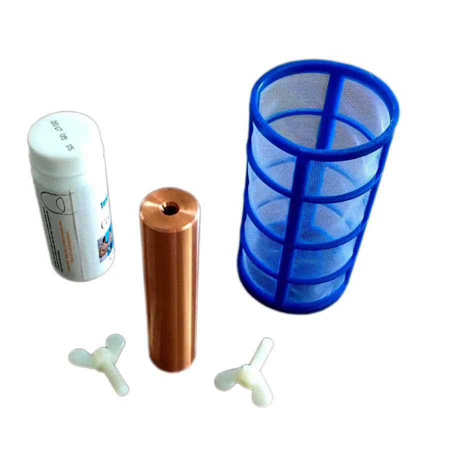 electrode anode chlorine-free copper anode replacement for solar pool purifier use + paper test stripe + net guard +brush