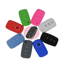 jingyuqin 3 Buttons Silicone Car Key Cover Case For VW Golf Bora Jetta POLO Passat Skoda Superb Octavia Fabia SEAT Ibiza Leon
