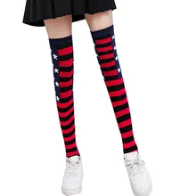 Носки высокого качества, высокие носки выше колена, полосатые спортивные носки, длинные носки для девочек, женские полосатые гольфы