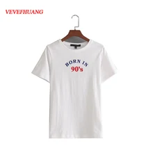 Летние женские простые винтажные футболки женские буквы Born In 1980 s 1990 s ностальгические хлопковые топы Повседневная женская Blusas одежда