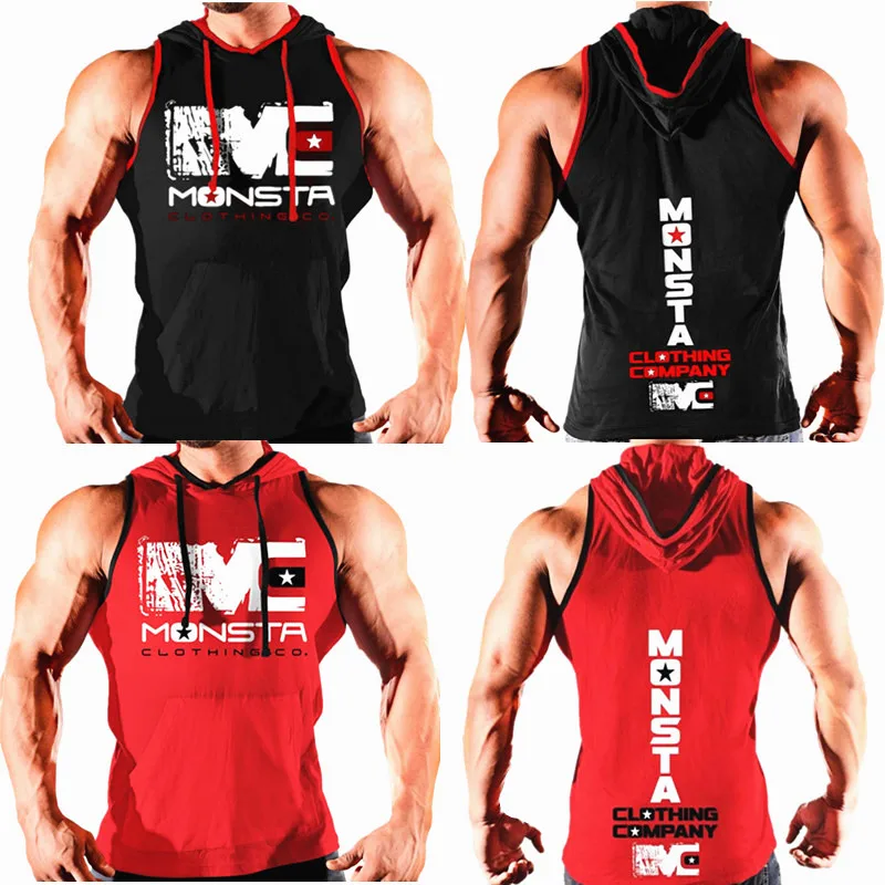 

2019 Summer New Men Cotton Hoodie Sweatshirts Fitness Clothes Bodybuilding Tank tops Men Sleeveless top Casual Muscle Male vest