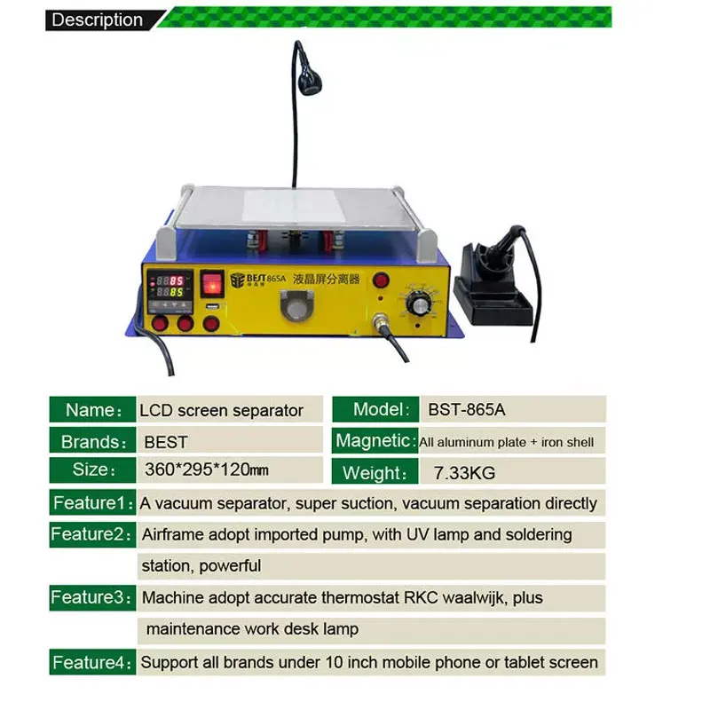 BEST-658A Professional питания вакуумный насос ЖК дисплей разделитель сенсорного экрана машина с светодиодные фонари для ремонта телефона и реконструкции