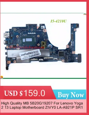 FRU:90005930 FOR Lenovo Yoga 2 13 Laptop Motherboard ZIVY0 LA-A921P SR170 I5-4200U 8GB RAMs Fully Tested High quality