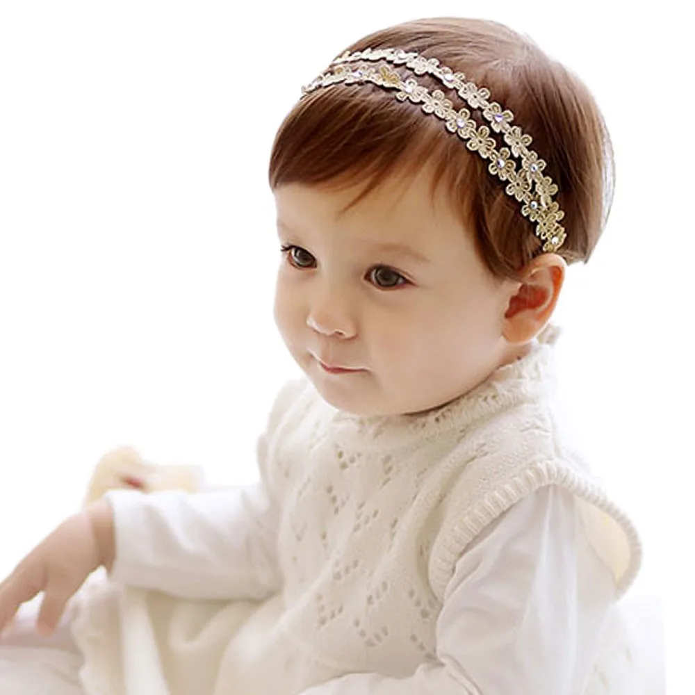 crochet baby accessories Gold/silver Flower Baby Headband Fashion Hair band For Baby Girls Headbands Flowers Children Hair Accessories Baby Hairband pacifier for baby