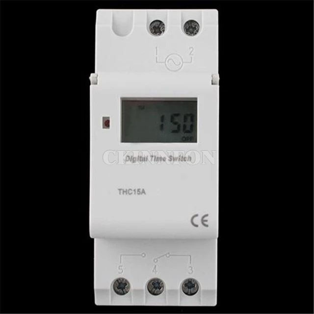 DHC15A Weekly Programmable Digital Timer Switch DIN RAIL, 45 OFF