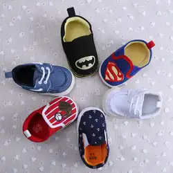2017 1 пара детская обувь для мальчиков обувь Синий S Супермен для маленьких девочек shoesCotton малышей Bebe обувь 0 ~ 12 м Y020