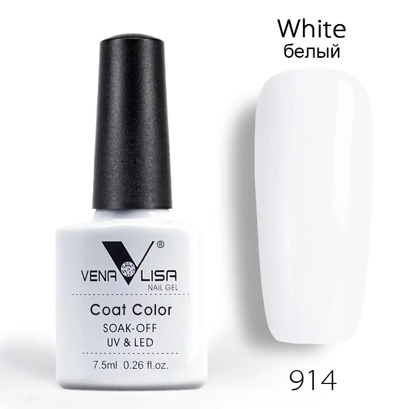 Высокое качество CANNI гель лак для нейл-арта DIY 60 цветов VENALISA замачиваются органические эмалы без запаха Светодиодный УФ-гель для ногтей - Цвет: 914 White Color