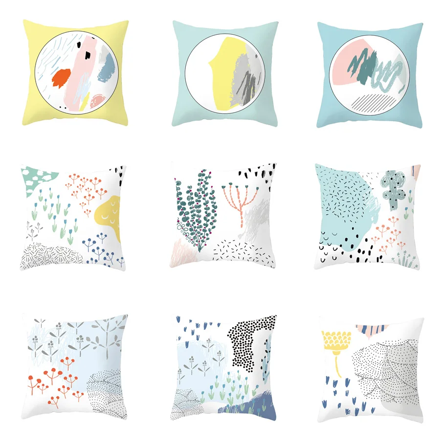 

YWZN Geometric Printing Cushion Cover Creative Polyester Throw Pillow Case Geometric Decorative Pillowcase Cushion Cover