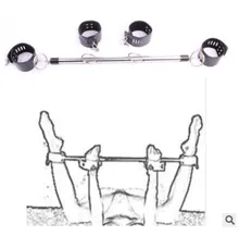 50cm Chastity Lock Stainless Steel Adjustable Spreader Bar Bondage Set Unisex Sex Slave Handcuffs Ankle Cuffs Shackles Locks