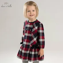 DBA7953 dave bella/осеннее модное платье в клетку для маленьких девочек; детское платье для дня рождения; детская одежда для малышей