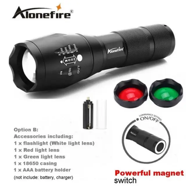 AloneFire high powered led tactical flashlight nightligh E17 G700