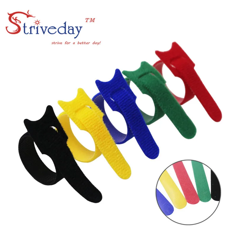 10 шт. 5 доступен выбор цветов галстук на липучке самоклеющиеся волоконно-оптический кабель провода Кабельные стяжки/Кабельные стяжки для передачи данных