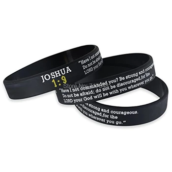 

200pcs Joshua 1:9 wristband silicone bracelets free shipping by FEDEX