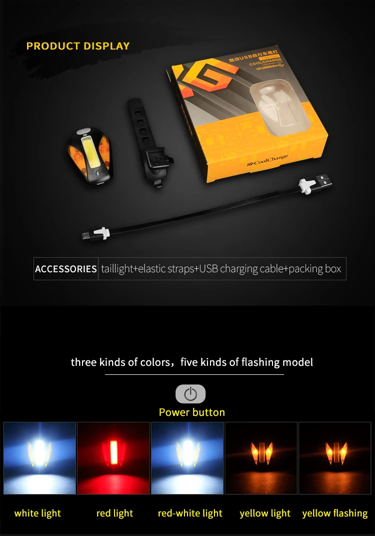 Flash Deal CoolChange Bicycle Tail light Mountain Bike Rear Light Tail Mtb Cycling Back Light Safety Bicycle Taillight Bicycle accessories 4