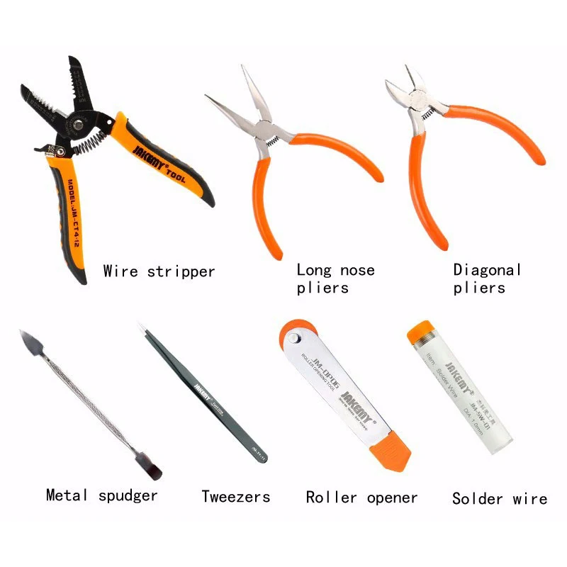 

New Jakemy caixa de ferramentas JM-P14 welding repair opeing tools with Metal Spudger Tweezer soldering Iron pliers hand tools