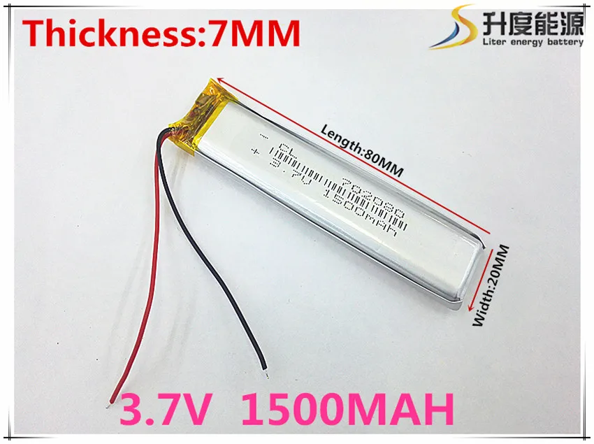 

Polymer battery 1500 mah 3.7V 702080 smart home MP3 speakers Li-ion battery for dvr,GPS,mp3,mp4,cell phone,speak