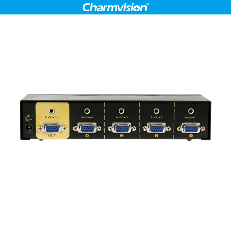 Charmvision VA401R 4 порта VGA 3,5 мм аудио коммутатор автоматическое консервирование дистанционное управление VGA L/R голос одновременно переключатель управления