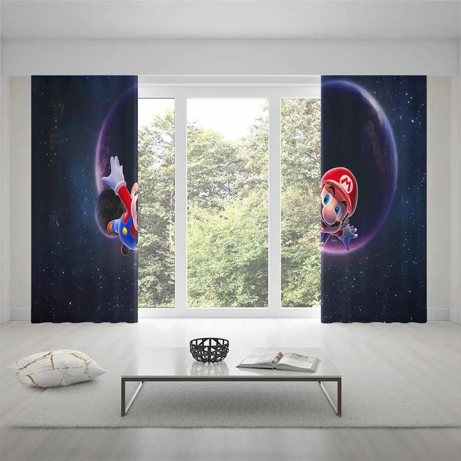 3D Window Curtains Mario Print for Living Room Bedding Room Home Decor Tapestry Wall Carpet Drapes Cotinas#MLA-4