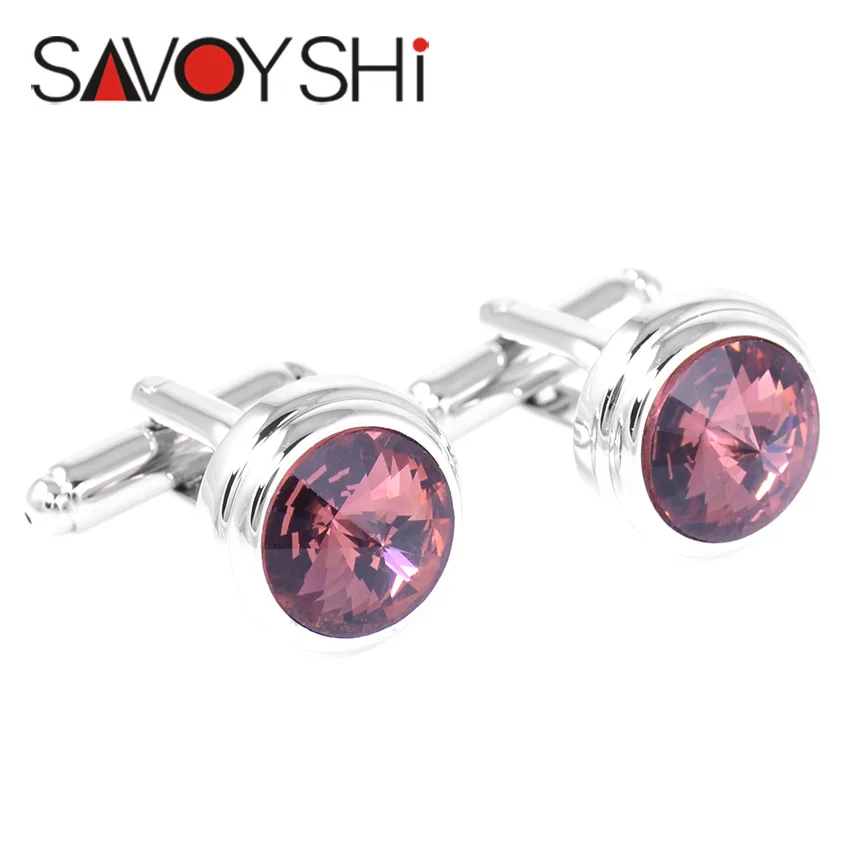 SAVOYSHI Роскошные хрустальные запонки для мужчин рубашки высокое качество круглые