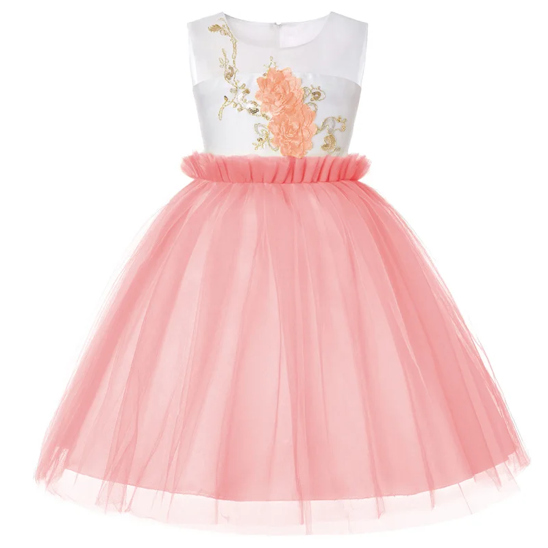Новогодние Детские платья для девочек, свадебное платье, детская одежда, рождественское платье для малышей, платья принцессы для дня рождения, выпускного вечера - Цвет: Orange