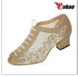 Evkoo/Танцевальная обувь для занятий танцами; Цвет черный, хаки; обувь из нубука и сетчатого материала с узором; женская Обувь для бальных танцев высотой 4,5 см; Стандартные Evkoo-016 - Цвет: Хаки