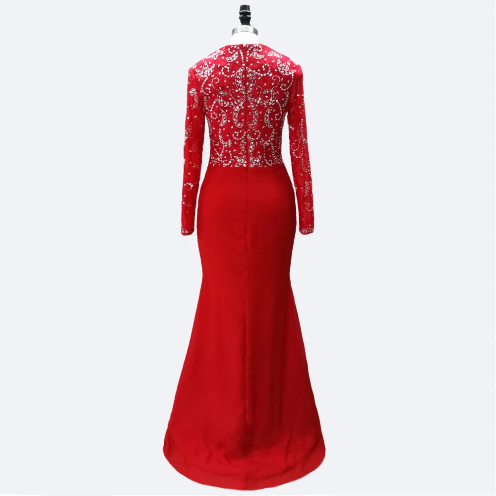 JIERUIZE красные вечерние платья русалки в арабском стиле с накидкой, серебристыми бусинами и длинными рукавами, Роскошные вечерние платья в Дубае, кафтан