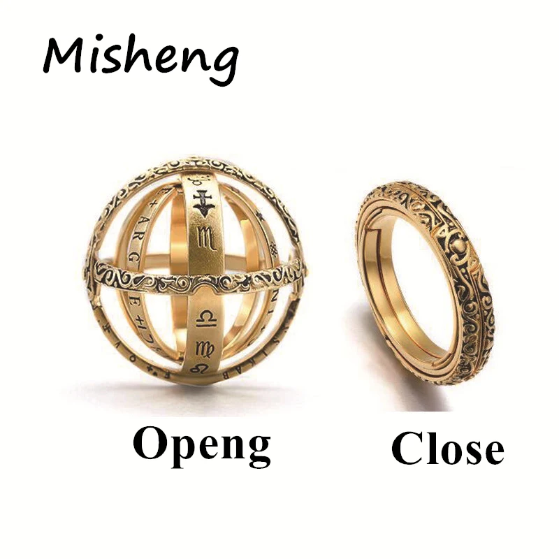 

Misheng Fashion Retro Astronomical Ball Ring Gold / Silver Zinc Alloy Unisex Personality Creative Jewelry 2019 Trend Accessories