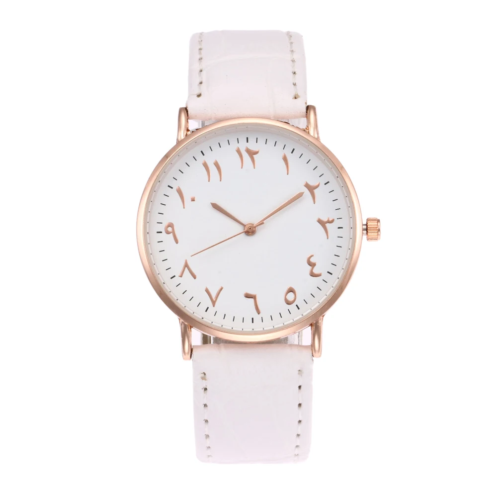 Hot Selling Rose Gold Arabic Numbers Watches Romantic Women Quartz Watch Exquisite High Quality Leather Waterproof Wristwatch