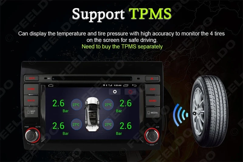 Perfect FEELDO 7"  Android 6.0 (64bit) DDR3 2G/32G/4G LTE Octa Core Car DVD GPS Radio Head Unit For Fiat Bravo(2007~2012) #2456-F4 12