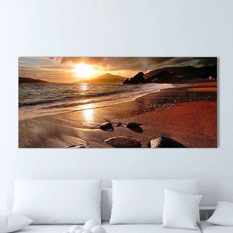 120x50cm No Frame Beach Sunset Glow Scenery Printed Wall Art Painting Decoration Wall Pictures