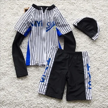 

New Design Kids Swimsuit Quality Boys Swimwear Teenagers Two-pieces Long Sleeve Infant Bath Suit Children Beachwear 2-15years