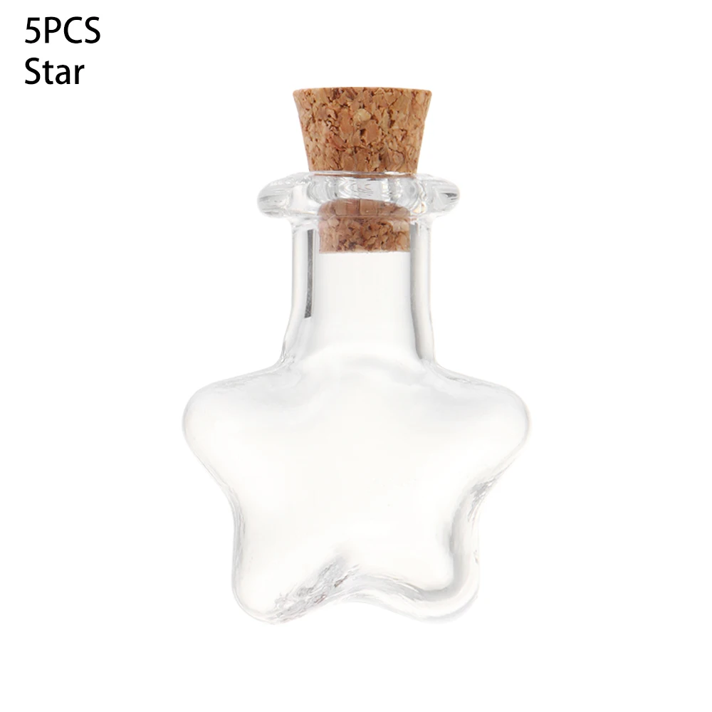 Mini Glass Bottles 5PCS Small Empty With Cork Stopper Bottle Containers Tiny Jars Decorative